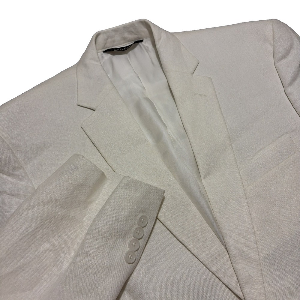 Jos A Bank Mens 44L White 100% Linen Blazer Suit Jacket Sport Coat Spring Beach